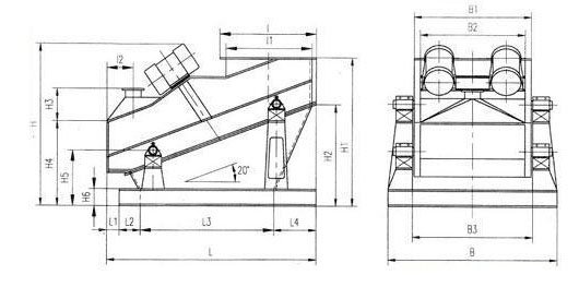 礦用振動篩外部結(jié)構圖展示
